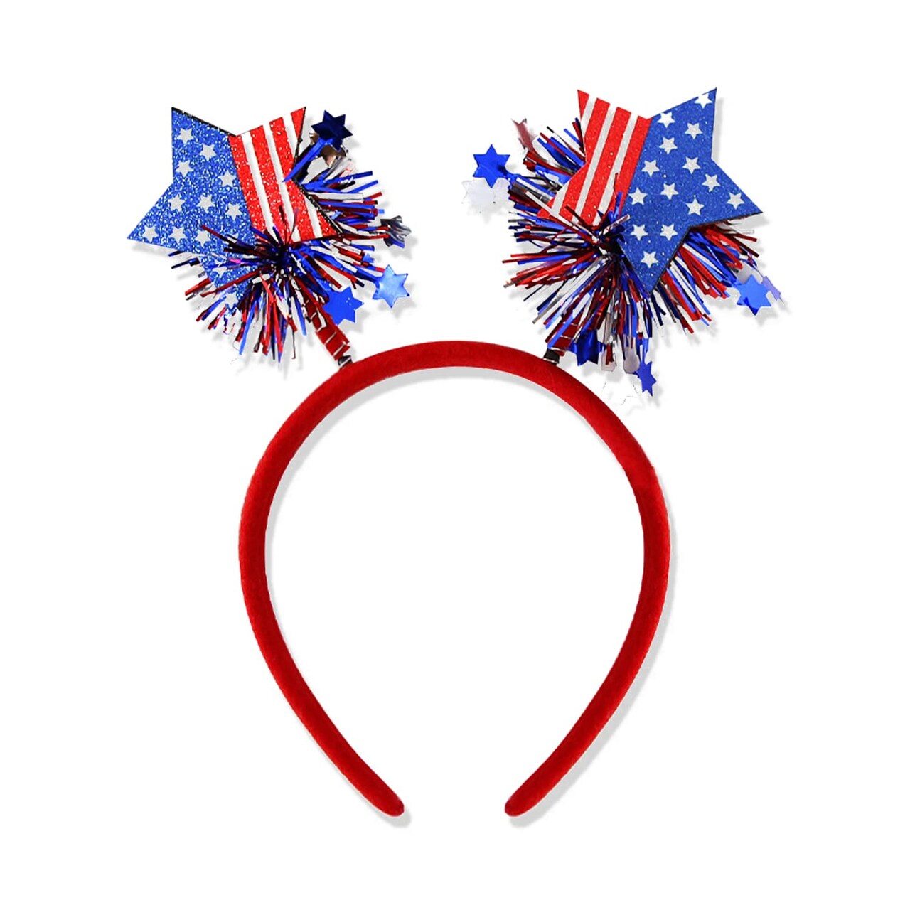 4th of July Patriotic Headband – Independence Day Hair Accessory with USA Flag Star Design, Red & Blue Ribbon Hair Hoop for Women, Girls & Kids (1 Pc)
